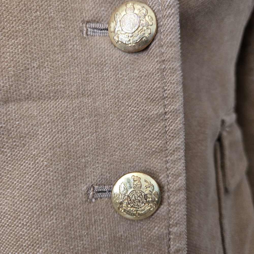 BANANA REPUBLIC Fitted Cotton Tan Blazer With Gold Buttons And Elbow Patches.4P - Picture 4 of 16